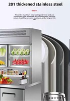 Réfrigérateur-congélateur commercial 2 portes, froid supérieur, froid inférieur, refroidissement par air, acier inoxydable 304 pour restaurant et boucherie