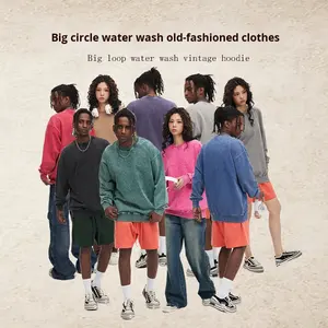 Мужской свитер-кардиган 425G для внешней торговли, осенний, плотный, с эффектом потертости, однотонный, в стиле ретро, свободного кроя, для повседневной носки, в уличном стиле - Product Image 3