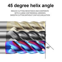 Fraise à queue CNC en carbure nano bleu haute précision 65 degrés pour métaux, 4 cannelures, acier inoxydable 4/6/8mm ODM/OEM