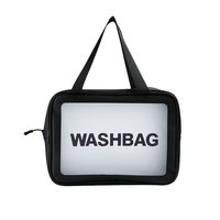 Grande trousse de toilette transparente givrée imperméable en PU, sac de rangement portable pour voyage, pochette cadeau pour vêtements, logo personnalisé