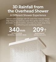 Ensemble de douche thermostatique mural blanc laiteux avec affichage LED de la température, pommeau de douche carré effet pluie