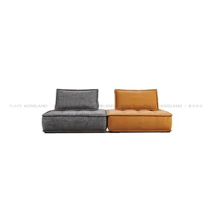 New Fabric Linen Upholstery Living Room Furniture Set Square Rebound Sponge Daybed Floor Sofa Sectional Modular Couch Sofa