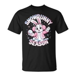 T-shirt Snowbunny Season con design grafico invernale, taglia unisex per adulti - Product Image 1