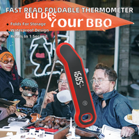 Termometer Daging Digital Lipat Tahan Air IP67 Bahan Stainless Steel 304 untuk Memasak Makanan di Dapur, BBQ, dan Panggangan