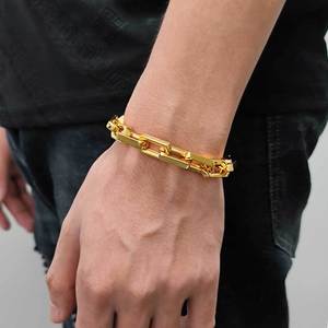 Vente en <span class=keywords><strong>gros</strong></span> de bijoux <span class=keywords><strong>rappeur</strong></span> hiphop pour hommes en acier inoxydable bracelet à chaîne carrée en or avec maillon cubain de 9mm d'épaisseur - Product Image 6