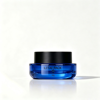 Pot en verre bleu de 30g 50g avec couvercle à vis noir, flacon et pot vides rechargeables pour soins de la peau, emballage personnalisé avec logo, pot à crème cosmétique