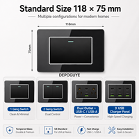 Enchufe de Pared Inteligente con 3 Tomas de Corriente USB Tipo C de 20W con Carga Rápida, Estándar Americano y Tailandés, Cristal Templado, 3A, para México