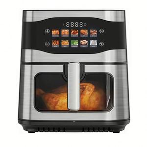 Friteuse à air numérique 9L/10.5L avec fenêtre visuelle en acier inoxydable antiadhésive et écran couleur pour usage domestique - Product Image 1
