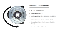 Embrayage électrique PTO 5023432SM 5023432 5022584 5023231 GT2.5-FE01S X0613 pour tondeuse à gazon, tracteur, poulie 1-1/8 pouce ID CCW