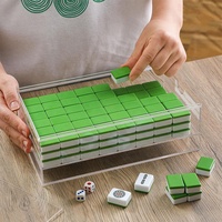 Boîte de rangement et étui à mahjong en acrylique transparent, portable et amovible, pour tuiles et cartes de mahjong