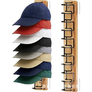 Présentoir mural vertical en bois pour casquettes, support de rangement transfrontalier pour chapeaux, support de suspension pour casquettes de baseball en jean - Product Image 1