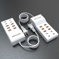 Adaptador de fuente de alimentación de Carga inteligente multipuerto de 50W, más de 10 puertos, cargador de pared USB para estación de carga de escritorio para portátiles de la UE y EE. UU.