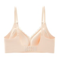 Spitzen-BH aus Spandex/Nylon für den Alltag, Französischer Tiefer V-Ausschnitt mit Vorderverschluss, Nahtlose Unterwäsche ohne Bügel
