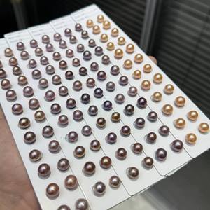 Hạt ngọc trai nước ngọt tự nhiên Akoya màu tím đào đa sắc, tròn, kích thước 8-9mm, chất lượng AAAA, bán sỉ, dùng làm đồ trang sức tự chế - Product Image 6