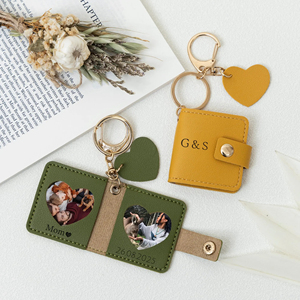 Porte-clés en cuir avec photo, Cadeaux pour hommes en cuir, Porte-clés gravé avec photo, Cadeau photo, Cadeau d'anniversaire - Product Image 2