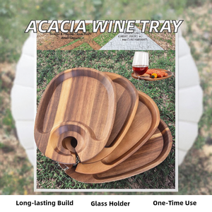 Đánh Bóng Keo Gỗ Rượu Vang Thủy Tinh Khay Dùng Một Lần Món Khai Vị Tấm Món Ăn Cocktail Khay Cho Thực Phẩm Phương Tây Bít Tết Rượu Vang Đỏ Giữ Cốc - Product Image 2