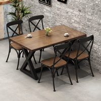 Table à manger rectangulaire en bambou américain, style industriel moderne, combinaison de chaises en fer, 4 places, meubles pour la maison