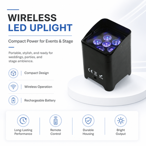 Battery Powered 6x18W RGBWA+UV 6-in-1 LED Par Light with Flight Case DMX Wireless Uplight for DJ Wedding Party - Product Image 2