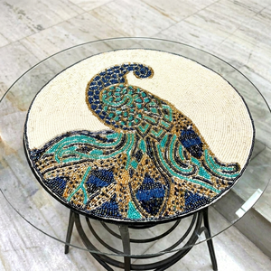 Embroidered Peacock <b>Table</b> <b>Runner</b> Bohemian Home Decor Animal Pattern Durable Multi Color Design - Product Image 1