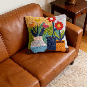 Kit <span class=keywords><strong>de</strong></span> <span class=keywords><strong>coussin</strong></span> décoratif au crochet en gros, avec fil pré-coupé et toile imprimée, pour adultes débutants, décoration intérieure, cadeau - Product Image 2