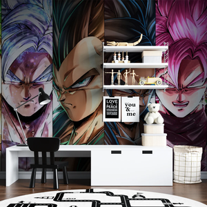 Papier peint mural Super Saiyan : Design multi-formes pour chambre d'adolescent et salle <span class=keywords><strong>de</strong></span> <span class=keywords><strong>jeux</strong></span> – Décoration murale intérieure - Product Image 1