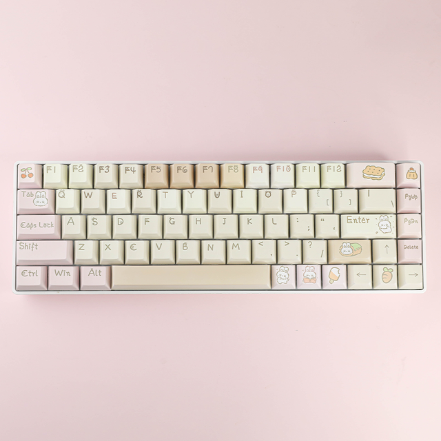 2025 MG PBT Heat Sublimation Rabbit/Bunny Keycaps Set (128 Keys) Cherry MX Compatible for Mechanical Keyboard Decoration