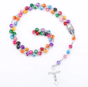 Beautiful christian beads rosary necklace with cross