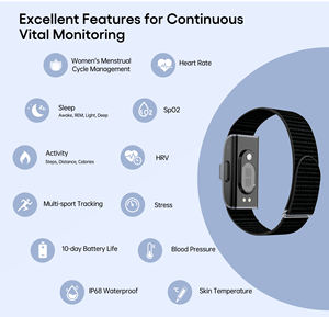 Montre connectée J-Style 2208A unisexe avec suivi du <span class=keywords><strong>cycle</strong></span> <span class=keywords><strong>menstruel</strong></span> pour femmes, étanche IP68, tracker de santé portable, boussole, bracelet en silicone - Product Image 5