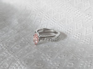 Anillo de Compromiso de Plata de Ley Personalizado con Diamante Rosa Corte Marquesa y Moissanita para Mujer, Anillo de Plata de Alta Calidad con Certificación IGI - Product Image 4