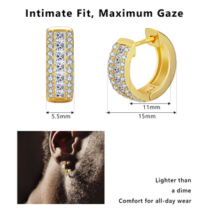<span class=keywords><strong>Orecchini</strong></span> a Cerchio da Donna e Uomo in Argento Sterling 925 Placcato Oro 14K con Zirconia Cubica, Stile Catena Cubana, Idea Regalo di Compleanno - Product Image 3