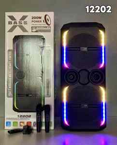 Enceinte Karaoké Stéréo Double Woofer 12 Pouces <span class=keywords><strong>avec</strong></span> 2 Micros, Lumières RGB, HIFI Super Bass, Bluetooth, <span class=keywords><strong>Tour</strong></span> d'enceinte sans fil pour Fêtes en Extérieur et DJ - Product Image 4