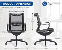 Chaise de bureau exécutive moderne avec accoudoirs fixes, chaise multifonctionnelle en maille respirante pour une utilisation prolongée au bureau