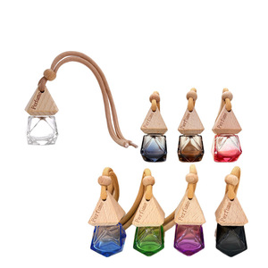 Diffuseur d'air pour voiture en verre en forme de diamant de 6 ml avec bouchon en bois et cordon suspendu - Product Image 6