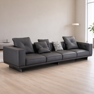 Sofá Moderno con Brazos en Bloque, Asiento Profundo de Perfil Bajo, Respaldo Acolchado, Tapizado en Tela, Seccional, para Sala de Estar, Apartamento, Villa - Product Image 1