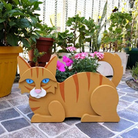Pot & Planter Bunga Bentuk Kucing Warna Oranye untuk Dekorasi Seni & Kerajinan Taman-Tersedia Grosir (340x145x188mm)