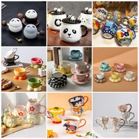 Ensemble de tasses à café personnalisées, tasse en céramique de style coréen avec soucoupe, tasses à café, à lait, à jus, à glace
