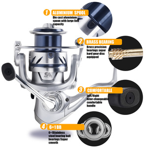 Moulinet de pêche WildTrek Spinning Reel 5.4:1/4.8:1, rapport de transmission 1000-7000, résistance maximale 12 kg, 7BB, système anti-retour, résistant à <span class=keywords><strong>la</strong></span> corrosion de l'eau salée - Product Image 2