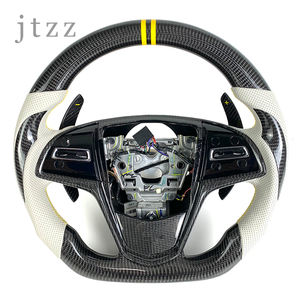 Volant de voiture personnalisé en cuir suédé rouge et fibre de carbone forgée pour <span class=keywords><strong>Cadillac</strong></span> ATS L <span class=keywords><strong>CTS</strong></span> <span class=keywords><strong>V</strong></span> - Product Image 1