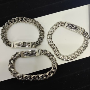 Pulseras con Dijes de Corazón Chro <span class=keywords><strong>para</strong></span> Hombre y Mujer, Joyería Plateada, Cadena y Eslabones Vintage, Estilo Punk, Deportivo, Retro, Moderno, Regalo de Moda, Venta al por Mayor - Product Image 3