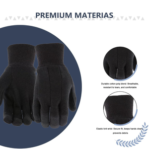 Guantes Industriales para Trabajo, Precio Económico al por Mayor, Guantes de Trabajo de Seguridad de Jersey de Algodón Marrón de 9 oz, Resistentes - Product Image 2