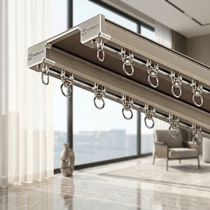 Riel de Aluminio de 2.0 mm Doble Unido para Cortinas, Accesorios Largos para Ventanas, Rieles para Cortinas - Product Image 1