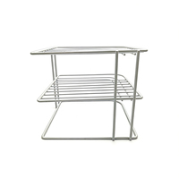 Étagère d'angle de comptoir de cuisine à 2 niveaux en métal blanc, organisateur de plats et d'épices multi-niveaux