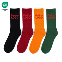 Chaussettes en coton mélangé de haute qualité, logo de marque personnalisé, respirantes, chaussettes de sport côtelées pour hommes, multicolores
