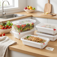 Boîte à emporter jetable en plastique PP de qualité alimentaire, boîte à lunch avec couvercle à clipser, 892 ml, 792 ml