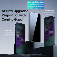 Protection d'écran en verre trempé Corning de 0,4 mm pour iPhone 17/16/15/14/13 Pro Max Plus, anti-espionnage, installation automatique