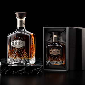 Bouteille de vodka, de tequila ou de liqueur en verre gravé à l'acide de haute qualité, 750 ml, avec bouchon en liège, emballage en boîte directement de l'usine - Product Image 2