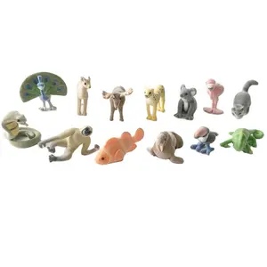 Dihua 3D Mini Flocked Tierfiguren Nette Puppen Tier Flock ing Puppe Plüschtiere Großhandel Cartoon Spielzeug Tier