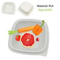 Boîte à lunch rectangulaire jetable en PET biodégradable de 9 pouces à 3 compartiments, personnalisable, recyclable, découpée au moule