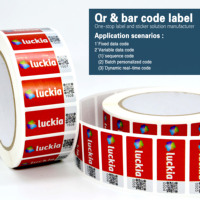 Label Transparan Kode Batang Kustom Pabrik, Stiker Kode QR Data Variabel Tahan Air