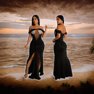 Nuevo Vestido de Fiesta de Gala con Lentejuelas Personalizado, sin Mangas, con Hombros Descubiertos y Cola Larga - Product Image 2